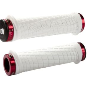 ODI GRIPS Troy Lee Designs Signature ATV Lock-On Bonus Pack White w/Red Clamps