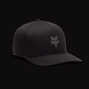 FOX Head Tech Flexfit Hat, Black/Charcoal S/M