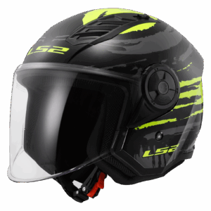 LS2 OF616 AIRFLOW II BRUSH BLACK H-V YELLOW-06 L