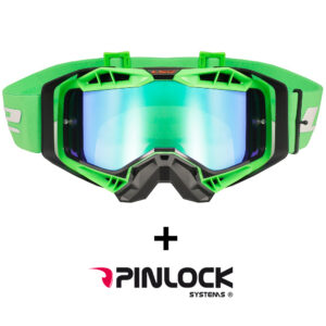LS2 AURA PRO GOGGLE BLACK H-V GREEN WITH IRIDIUM VISOR