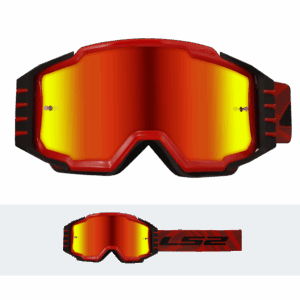 LS2 CHARGER PRO GOGGLE RED WITH IRIDIUM VISOR