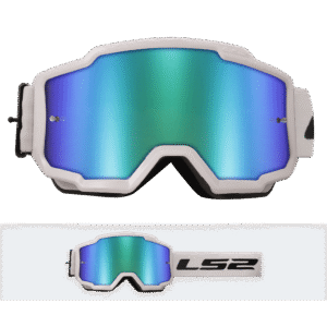 LS2 CHARGER GOGGLE WHITE WITH H-V GREEN IRID.VISOR