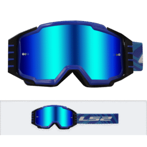 LS2 CHARGER PRO GOGGLE BLUE WITH IRIDIUM VISOR