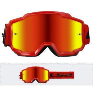 LS2 CHARGER GOGGLE RED WITH IRIDIUM VISOR