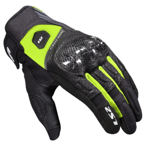 LS2 ATOM MAN GLOVES BLACK H-V YELLOW S